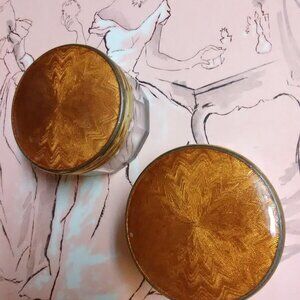 Vintage set of 2 small ( a pair ) of old glass vanity jars